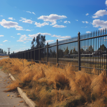 black iron fence with vertical stripes