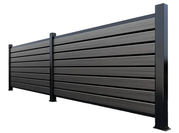 horizontal aluminum/composite black fence