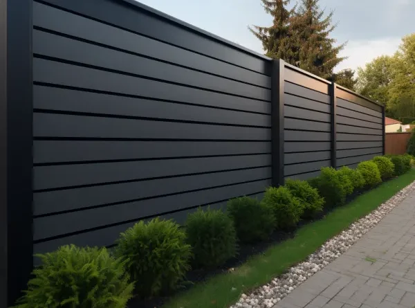 aluminum privacy fence with horizontal stripes